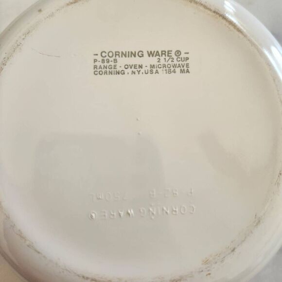 Corningware 2.5 cup 70s white cooling pot matching clear glass lid retro floral - Picture 2 of 6